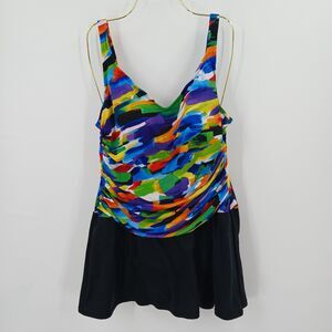 Catalina One Piece Swimsuit Womens XL Tropical Abstract Resortwear Aesthetic